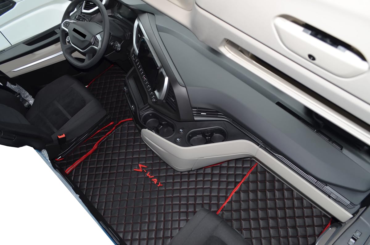 Almohadillas de suelo adecuadas para IVECO S-WAY desde 2024 [nueva forma] - Negro/Rojo