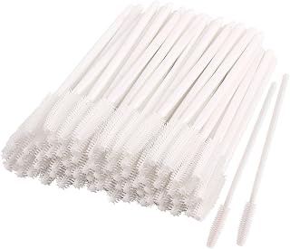 MyAoKuE-UP 100pcs Disposable Silicone Mascara Wands - Soft Eyelash Brushes for Extensions, Mascara & Brow Makeup (All White Bulk)