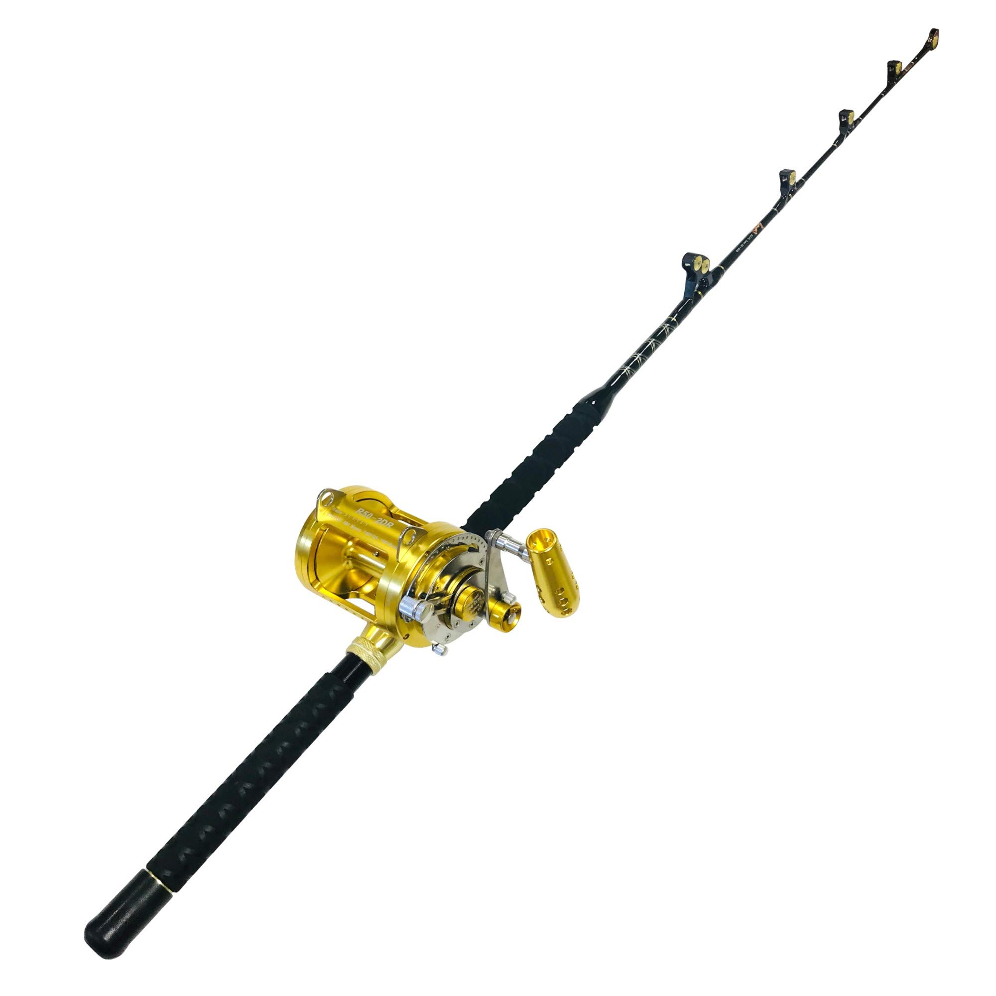 EatMyTackle 50 Wide 2 Speed Fishing Reel with 160-200 Pound Tournament Rod