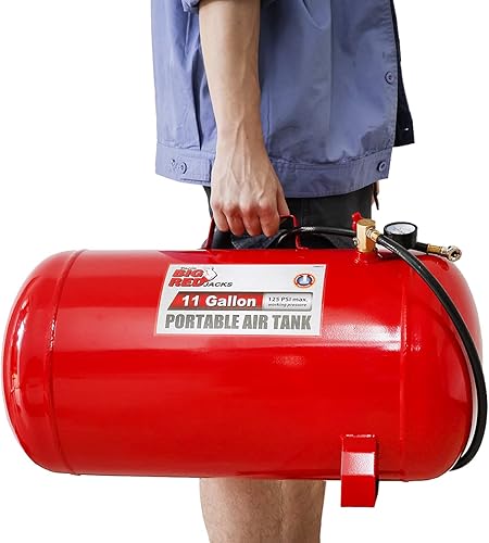 Miniatura 6 de BIG RED T88011 Torin - Tanque de aire horizontal portátil con manguera de 50 pulgadas capacidad de 11 galones color rojo