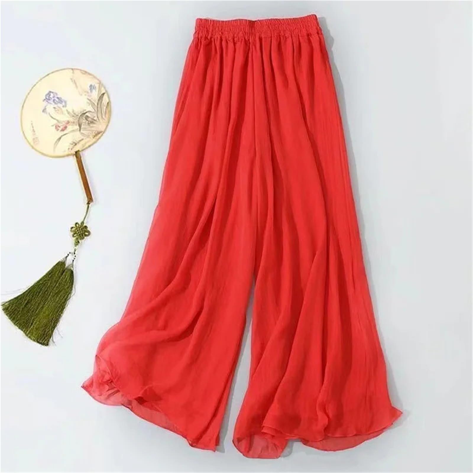 Pantalones de Entrenamiento de Danza Pantalones De Pierna Ancha De Gasa For Mujer, Pantalones De Yoga, Pantalones De Bailarina, Ropa De Práctica De Baile De Dos Capas, Pantalones De Baile Sueltos(Blac