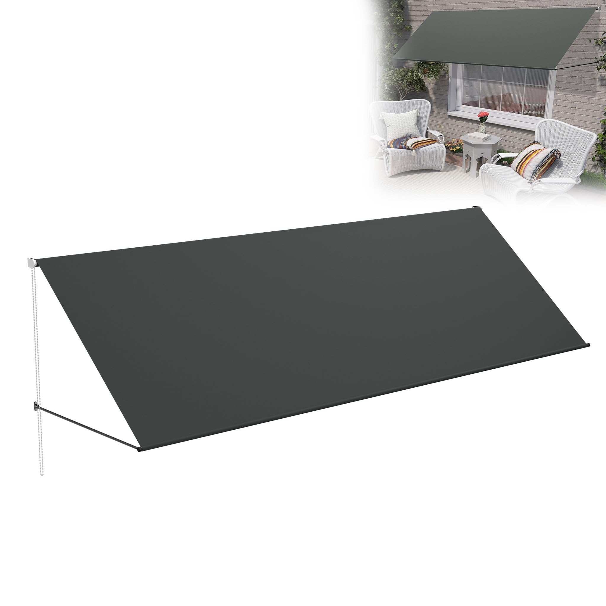 YRHome Markise Fallarmmarkise einziehbar 400x145 cm - Balkonmarkise & Sonnenschutz für Terrasse/Garten - Wetterfest mit UV-Schutz Inkl. Montagezubehör