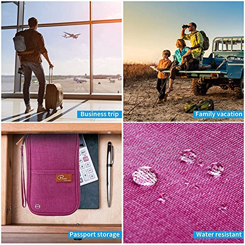 Travel Wallet Rfid Blocking Passport Clutch Travel Document Organizer Vaccination Card Holder Passport Bag (Red) #TOP4