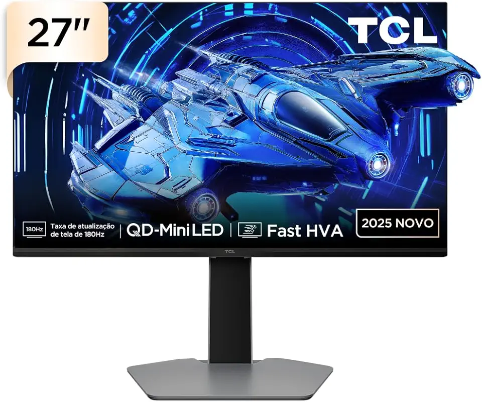 Monitor Gamer TCL, 27G64, QHD 16:9, 27" QD Mini LED,180 Hz, HDR 600 nits, 1ms, Gama de Cores 96%