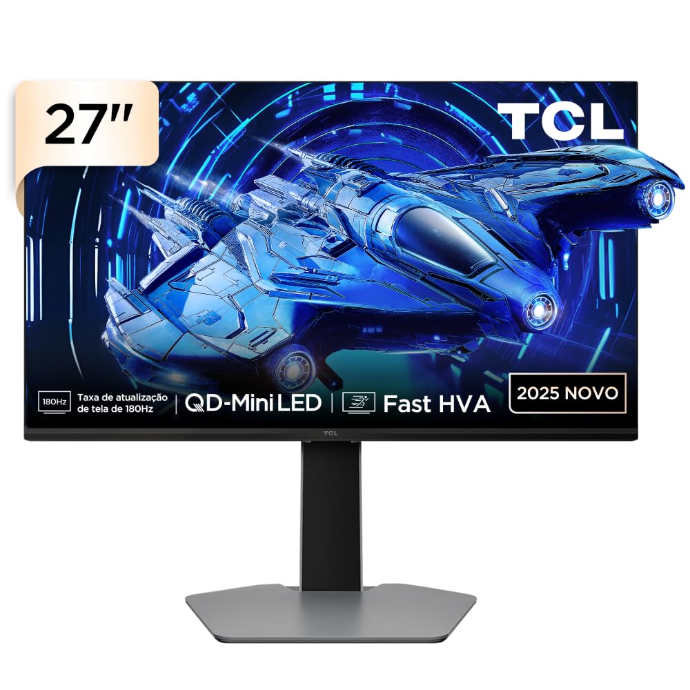 Monitor Gamer TCL, 27G64, QHD 16:9, 27" QD Mini LED,180 Hz, HDR 600 nits, 1ms, Gama de Cores 96%