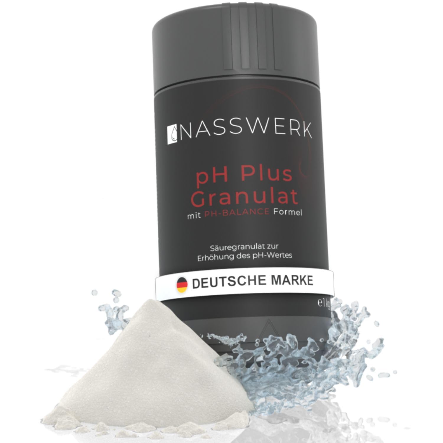NASSWERK pH Plus Pool Granulat (1kg bis 10kg) | pH Heber für Pool & Whirlpool | Schnelllösliches & Organisches pH Plus Granulat zur pH-Wert Korrektur | Hocheffektiver pH wert Heber | pH+ Schwimmbäder