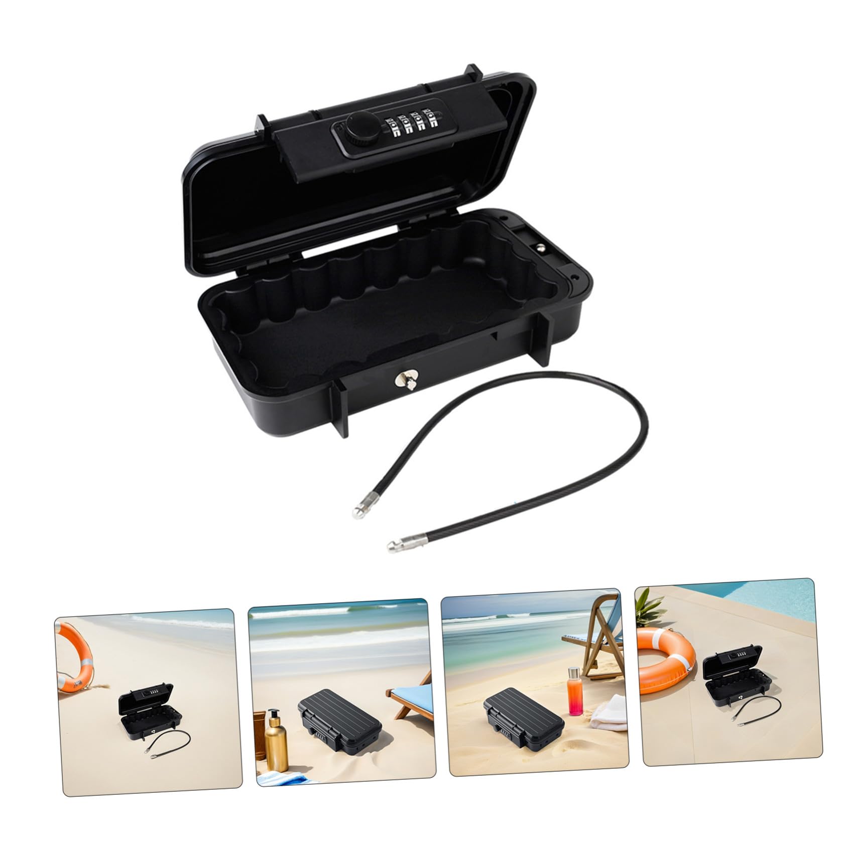 Coffre-fort Portable à Combinaison pour Voyages, Câble Acier Amovible, Noir