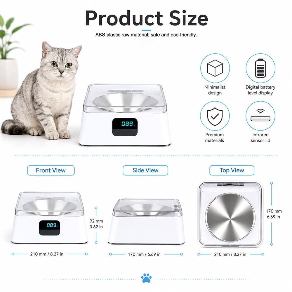 Dispenser Crocchette Gatto Umido Automatico, 350ml Distributore Automatico Cibo Gatti con Sensore a Infrarossi Intelligente Distributore Cibo Gatti Automatico per Alimenti Secchi che Umidi