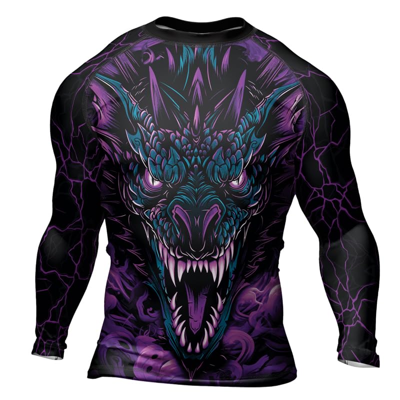 Dragon Men's Jiu Jitsu BJJ Rashguard Long Sleeve Rash Guard Compression Shirt for MMA Grappling Combat Sports2