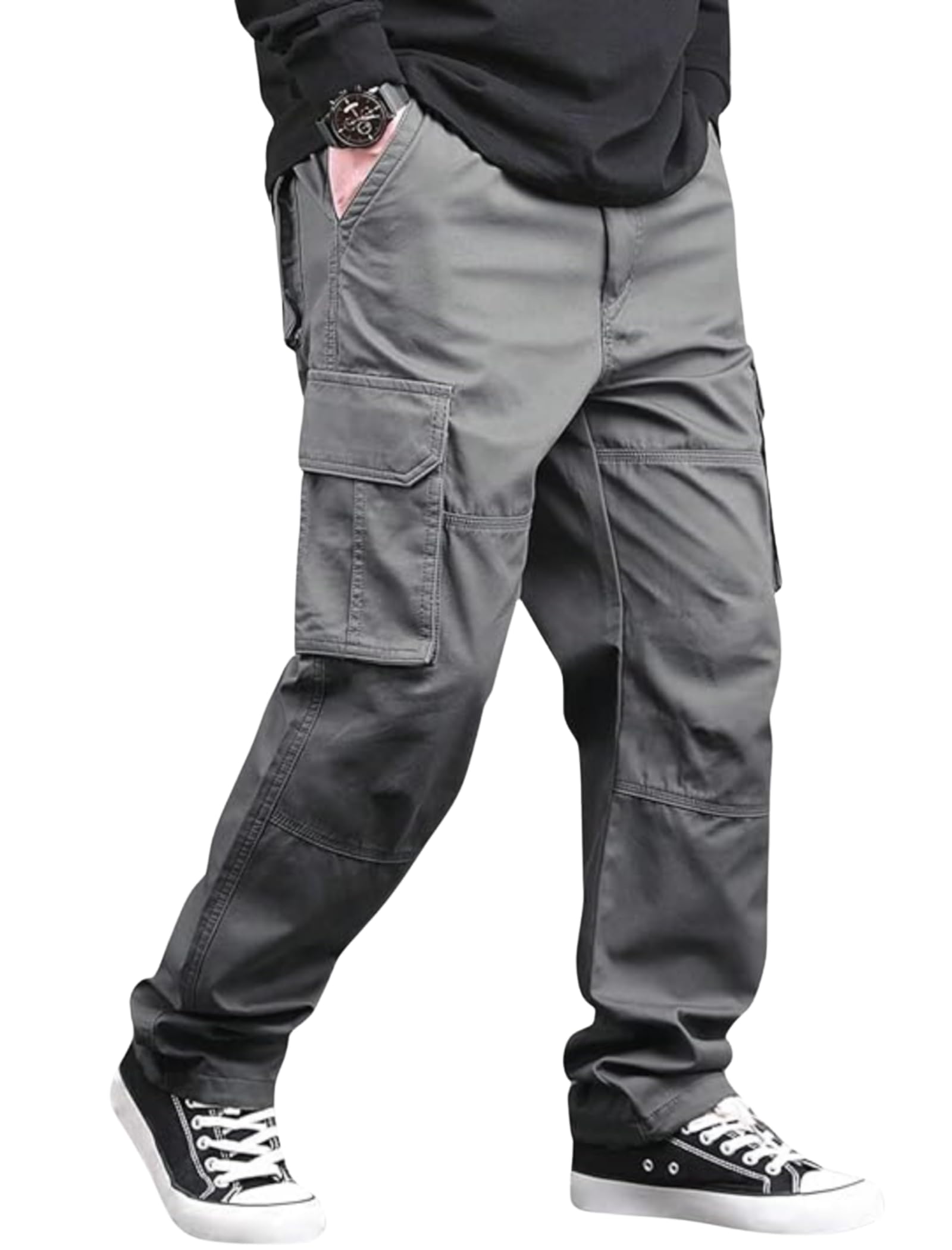 Men's Regular Fit Solid Pattern Cotton Blend Trouser Pant with Side Pocket Button Down Closure Type Long Length and Cargo Style | Men Cargo Pants Cotton | Trouser for Mans Regular Fit-picture-21