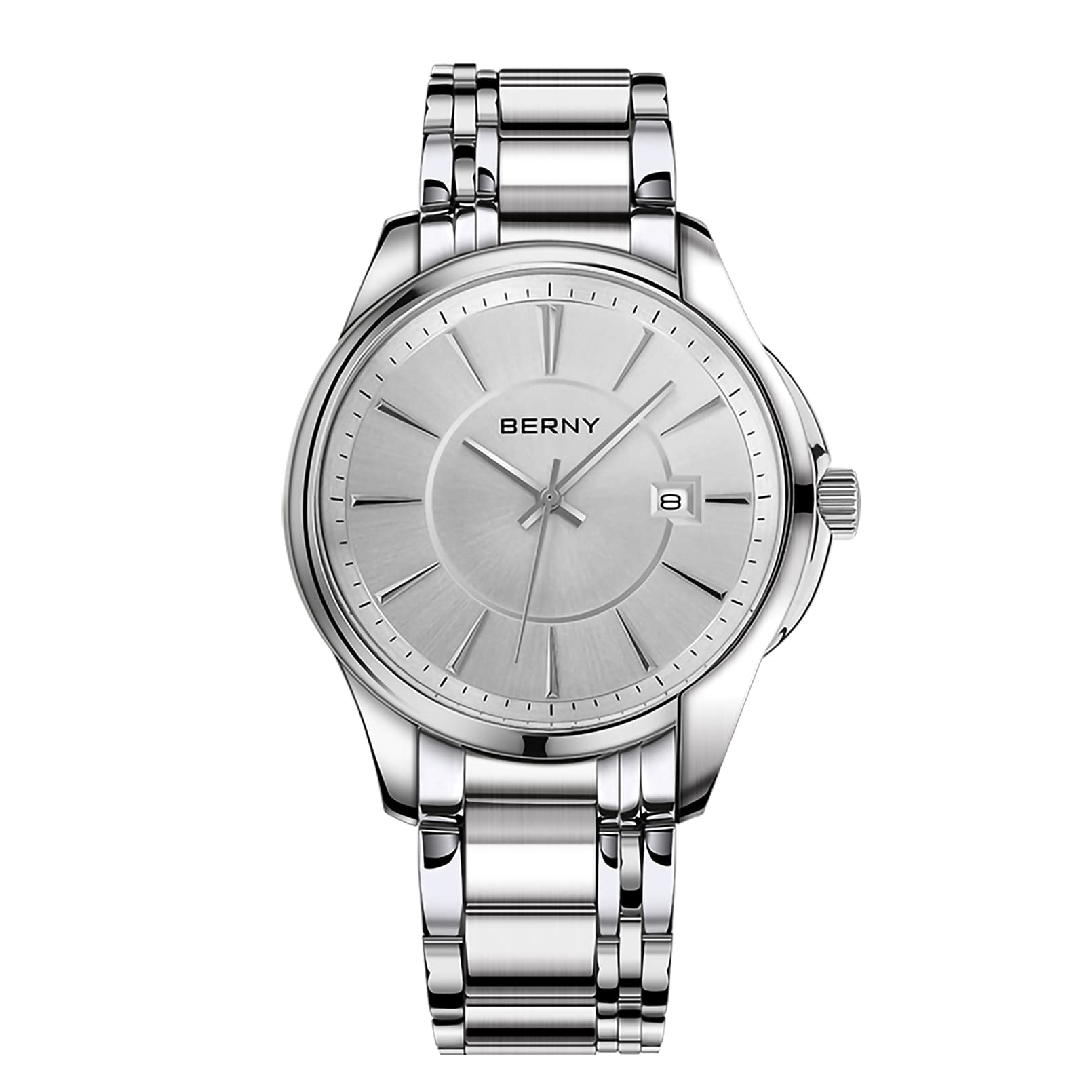 BERNY Quartz Watch for Men Classic Wristwatch Japan Imported Movement Calendar Stainless Steel Band Luxury 3ATM Waterproof, 2754M-B, Quartz Movement (B08PNZSZK8) Amazon Price History, Amazon Price Tracker