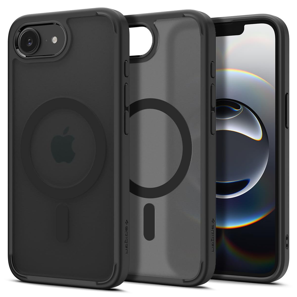 Spigen 【創業19年の技術力】 iPhone 17e / 16e ケース MagSafe マグネット搭載 半透明 ストラップホール 指紋防止 米軍MIL規格 ウルトラ・ハイブリッド・マグフィット ACS09144 (フロスト・ブラック)