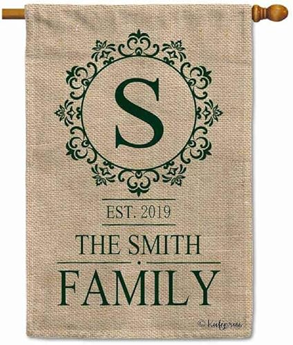 Miniatura 10 de KafePross - Bandera de ancla náutica con diseño de rayas de casa personalizada para su nombre Est. tiempo de navegación, decoración del hogar,