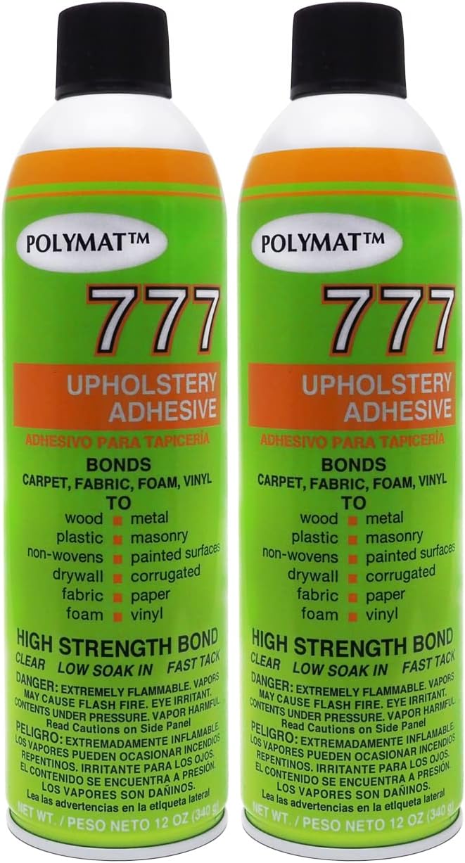 Polymat 2 Glue + 45FT x 3.75FT Wide (45FTX45INCHES) Charcoal Speaker Box Backed Carpet Truck Car Trunk Liner, Dash Cover, Interior Headliner Carpet