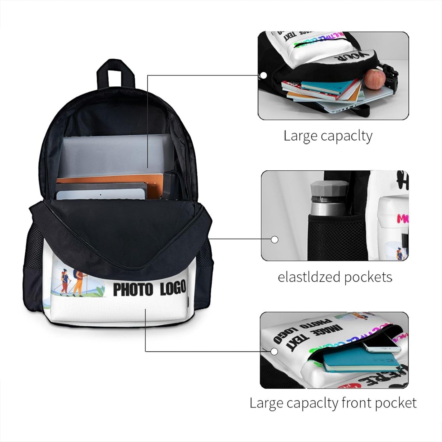 Custom backpack for Men & Women Add Your Design Personalized backpacks With Your Text Logo Picture Customized bookbag Gifts for Friends Style 03