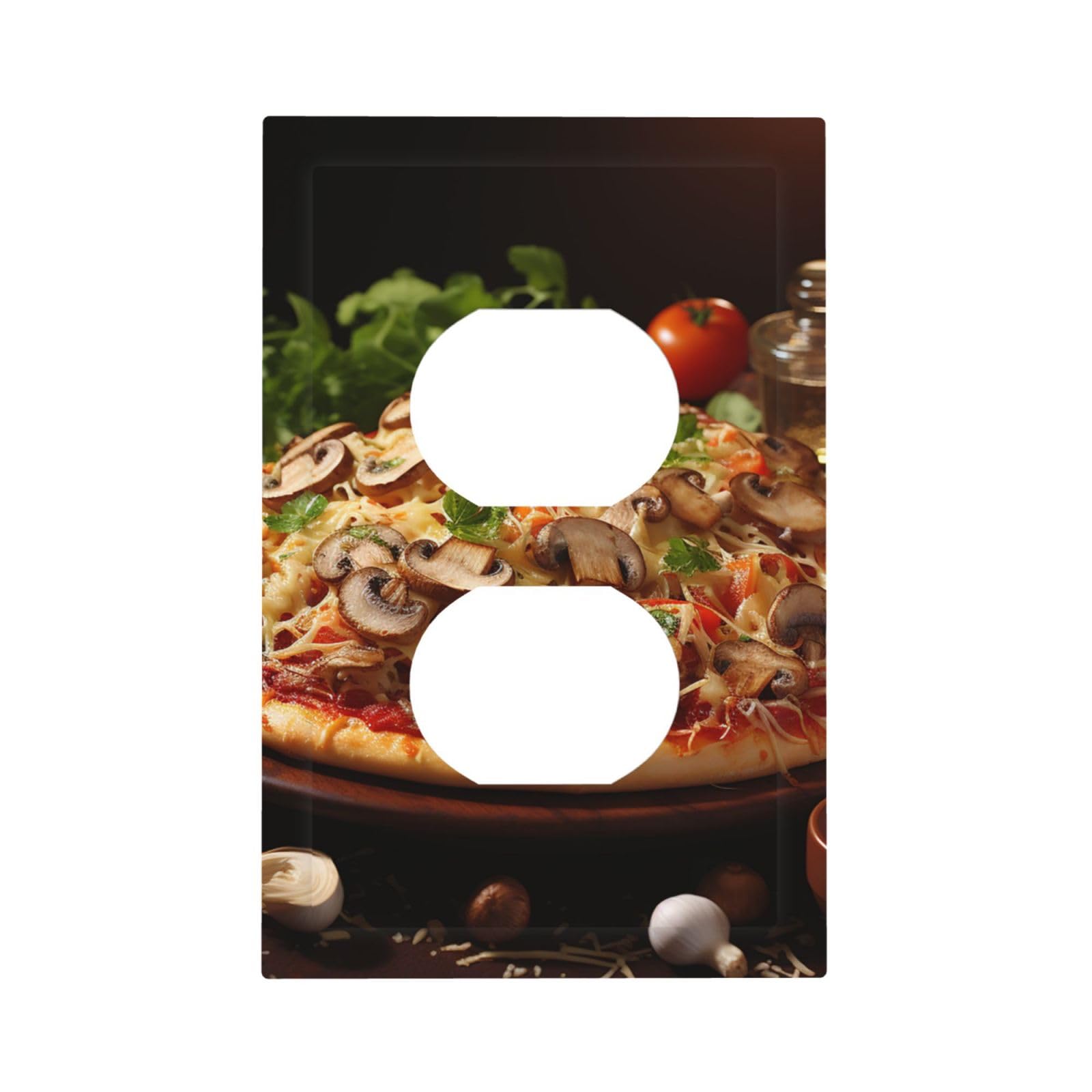 Kloph Style S Decorator Wall Plate 1 Gang Light Switch Covers Pizza With Mushrooms Tomatoes Wallplate Single Toggle Switch Plate Mid Size 5" X 3" Electrical Outlet Covers Decorative Wall Switch Plate Cover Decor