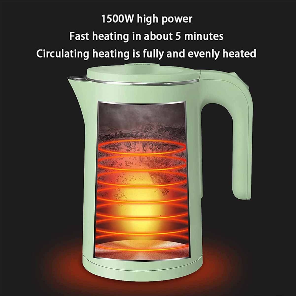 Smart Electric Kettle, 1500 W Smart Electric Kettle, 1,5L podwójna ściana Cool Cool Touch Electric Herbata? Kontrola temperatury przez 12 godzin, kotł wodny z automatycznym wyłączeniem i gotowanie