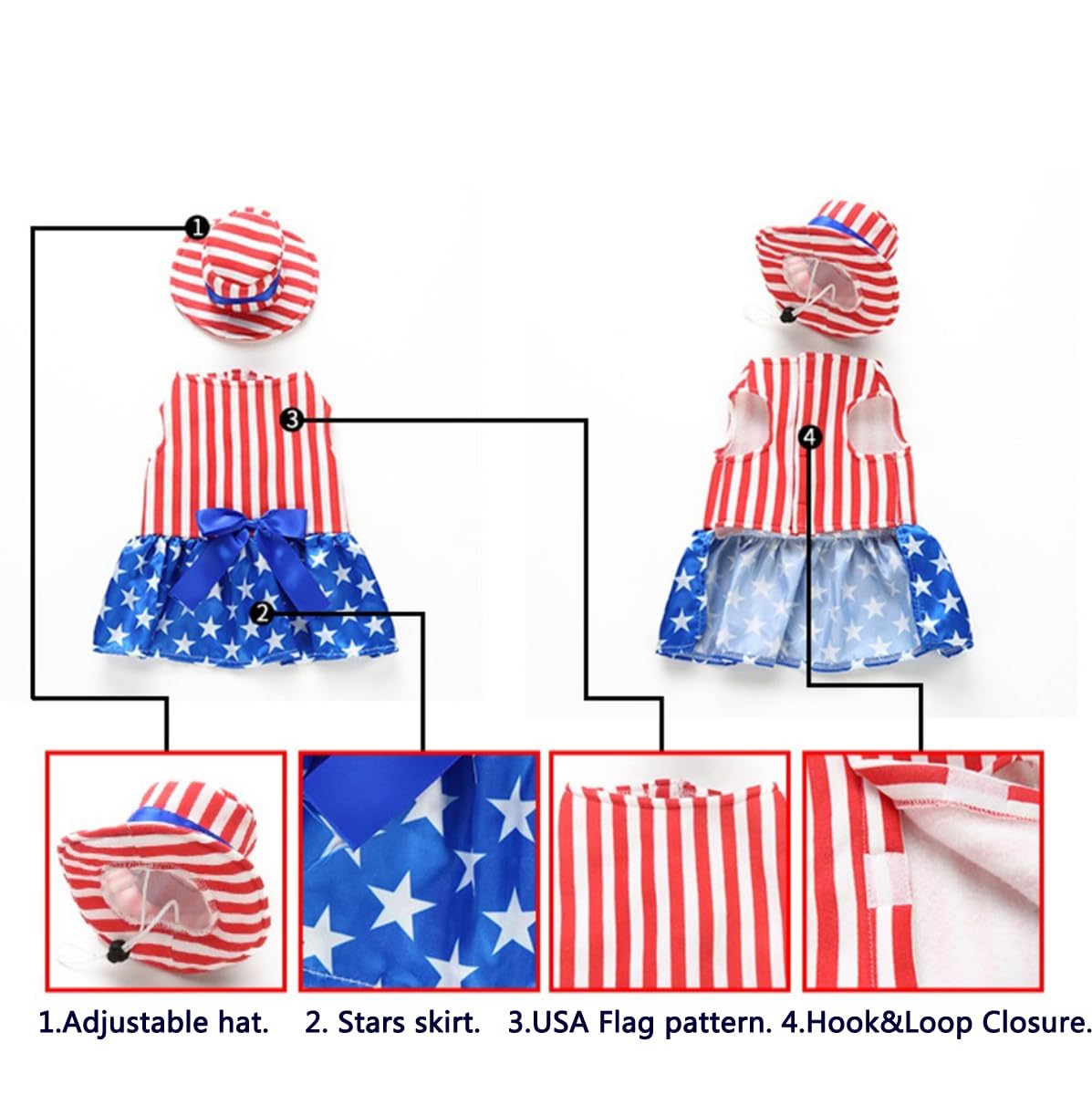 Tangpan USA Flag Cosplay Cloak Pet Party Dress Dog Shirt Puppy Camp Clothes Apparel (Female,XL)