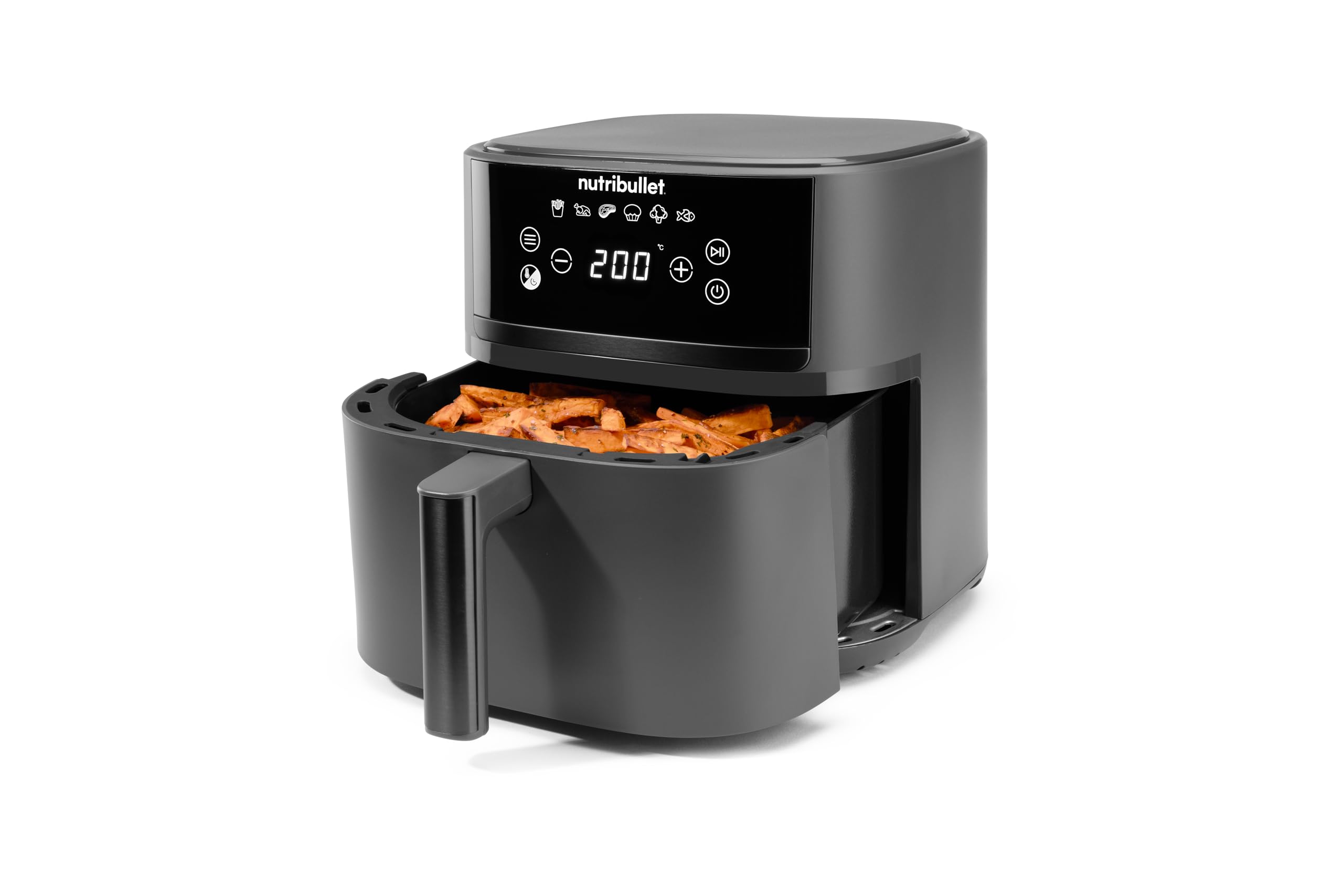 nutribullet Crisplite NBA0611DG, frytkownica powietrzna 6 l, sterowanie cyfrowe 80-200°, bez PFAS, 6 automatycznych ustawień, sterowanie dotykowe, kosz nadaje się do mycia w zmywarce, 1700 W, matowy