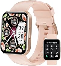 Dakofied Women's Smartwatch Bluetooth Calls Pedometer Watch Heart Rate Monitor Wrist Odometer Fitness Smart Watch WhatsApp Notification for Android iOS Waterproof IP68 Pink