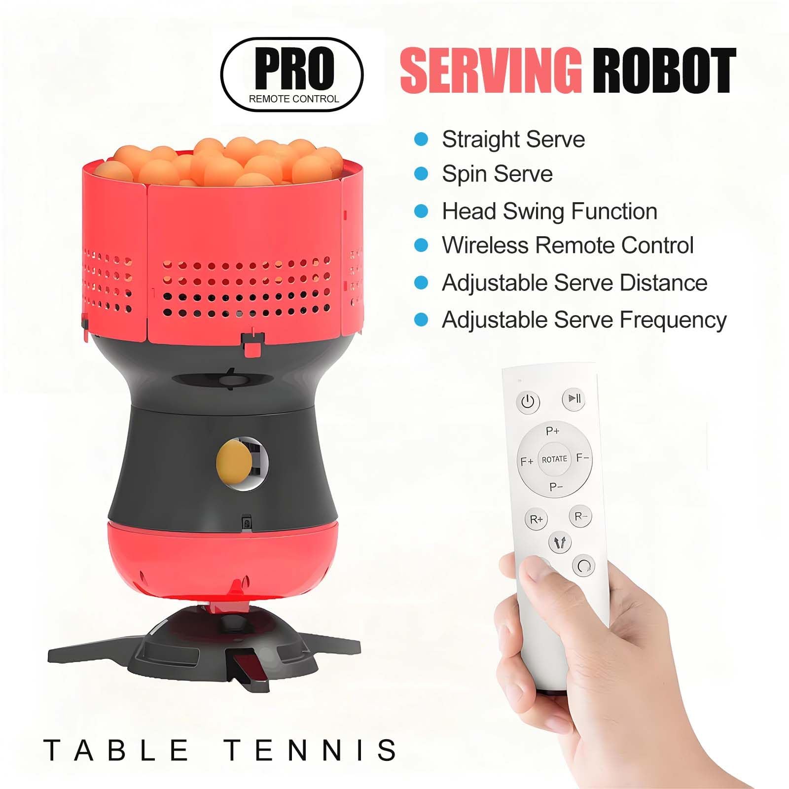 Lanceur De Balles De Ping-Pong pour L'EntraîNement - 90 Balles De RéServe | Deux Modes De Service | TéLéCommande sans Fil, Lanceur De Balles D'EntraîNement Portable pour Tennis De Table
