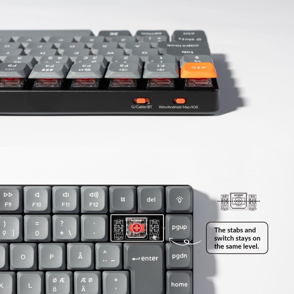 Keychron K3 Max Ultraschmale Drahtlose Mechanische Tastatur, Hot-swappable 2.4 GHz/Bluetooth/Wired 3-Mode DE-ISO Layout Programmable RGB Backlit Red Switch Gaming Keyboard for Mac Windows