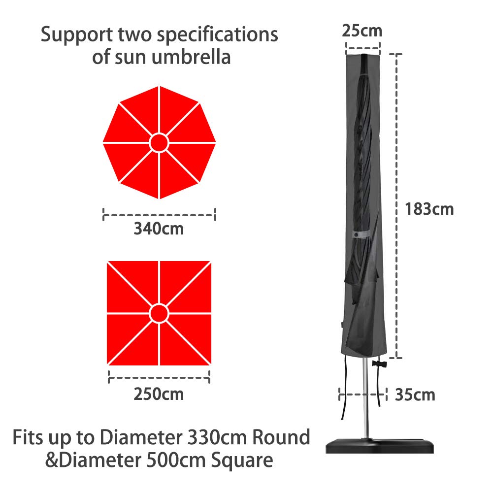 Copertura Ombrellone Vegena - Impermeabile 420D, Antivento, UV Per Ombrelloni Fino A &Oslash;300 Cm (Nero)