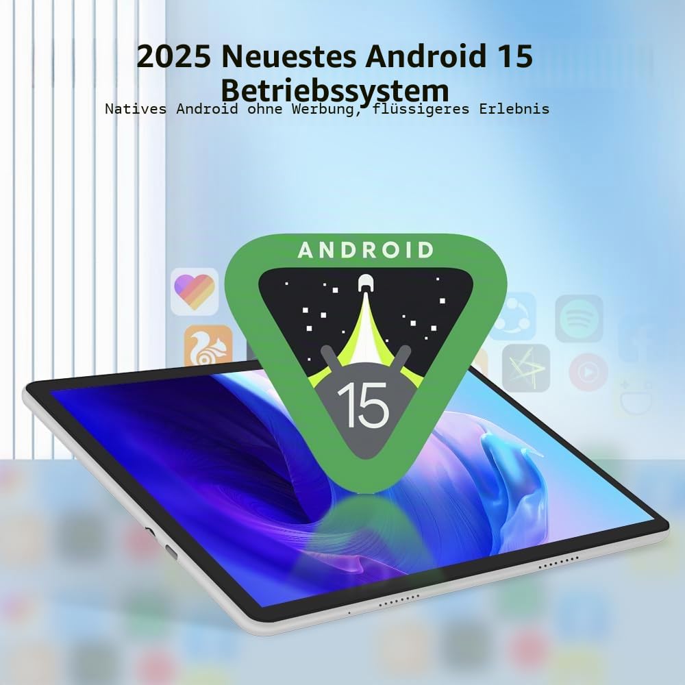 Crelander 10,1 Zoll Android 15 Tablet, 12GB+128GB Android Tablet, 5000mAh Akku, 1280x800 Touchscreen, Bluetooth/WiFi, Bundle mit Hülle, Tastatur, Maus & Stylus (Grau)