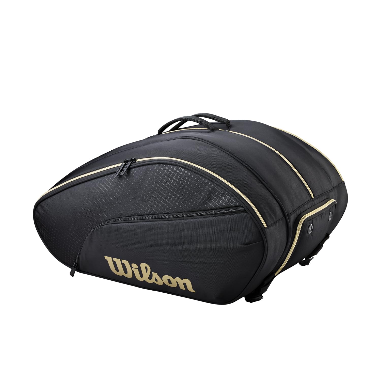 Wilson Defy V1 Padel-Tasche, Mit Thermoguard-Schutz für sechs Padel-Schläger, Kombiniert Komfort, Praktikabilität & Vielseitigkeit, Farbe: Schwarz/Gold