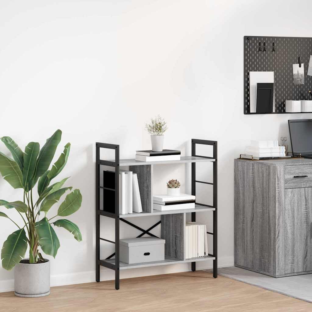 Libreria a 5 ripiani, 75 x 30 x 91 cm, in legno, telaio in acciaio, scaffale per soggiorno, ufficio e studio, con molto spazio di archiviazione, robusta, durevole, versatile e facile da pulire