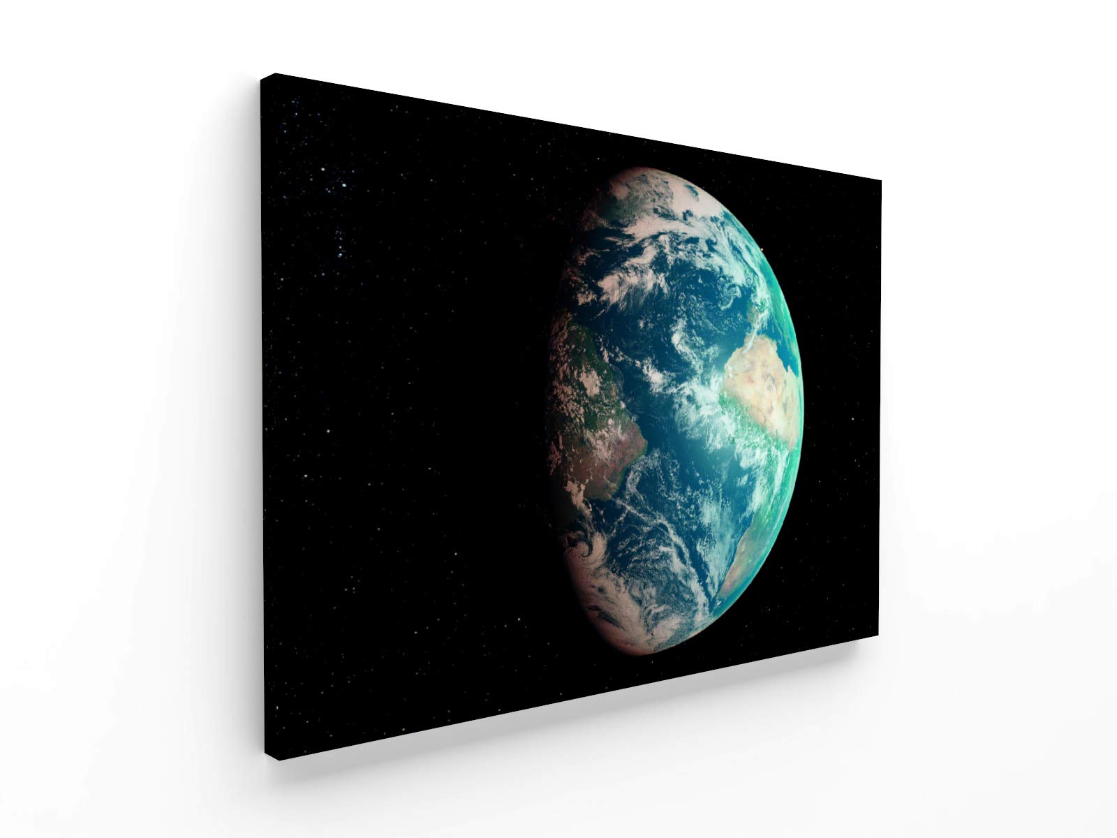 Panorama Lienzo Tierra Desde el Espacio 100x70cm - Bastidor Incluido - Cuadros Decorativos para Salón - Decoración Moderna