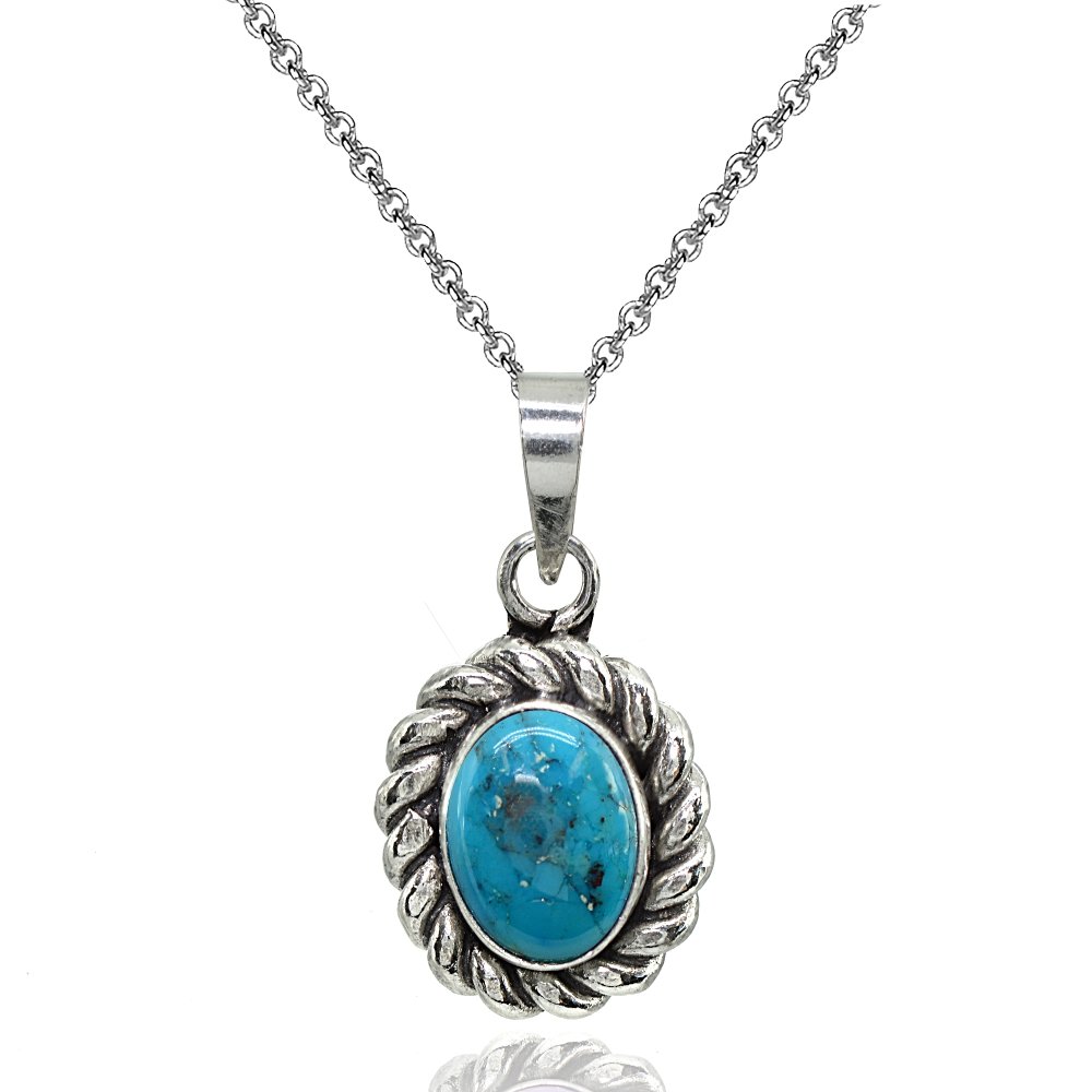 Bague en argent 925 sterling et turquoise ovale véritable d'exception