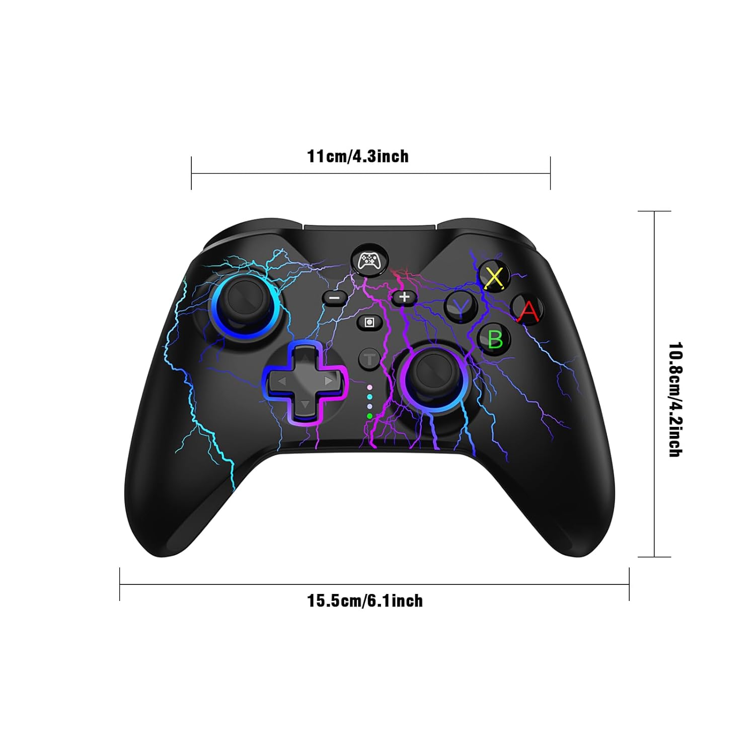YUDEG Wireless Controller with dimensions labeled