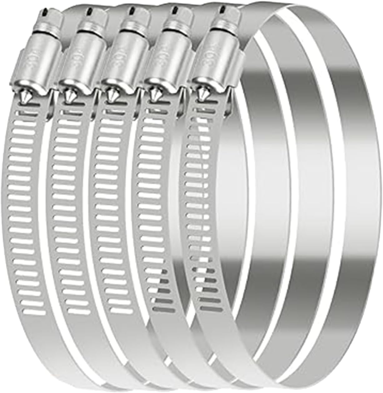 Hose Clamps, 304 Stainless Steel, 5 pcs/Pack, SAE 72 Worm Gear Hose Pipe Clamps, 4-1/8-Inch-5-Inch (105-127mm) (SAE 72)