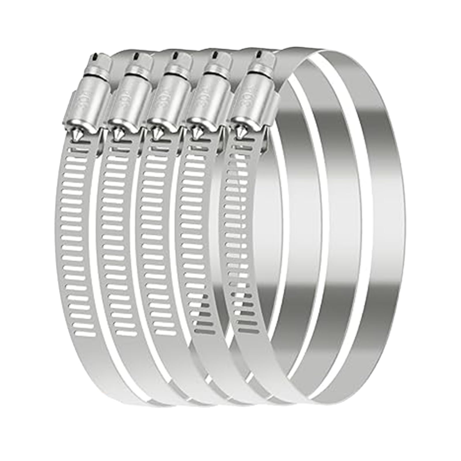 Hose Clamps, 304 Stainless Steel, 5 pcs/Pack, SAE 72 Worm Gear Hose Pipe Clamps, 4-1/8-Inch-5-Inch (105-127mm) (SAE 72)