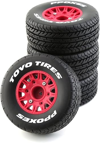 R.S - Juego de 4 neumáticos y ruedas de goma RC de 12140.669 in, inserciones de espuma de cubo hexagonal de 4.449 in para HSP HPI RC escala 18 110