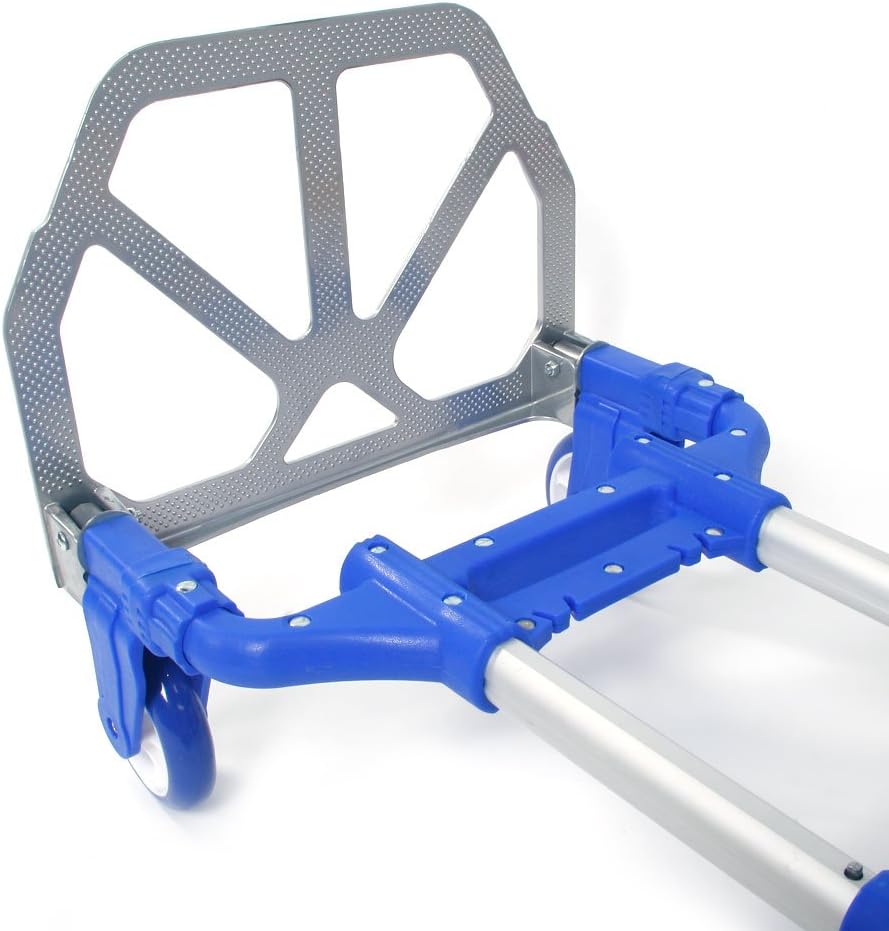 Heavy-Duty Aluminum Folding Hand Truck – 165 lb (75kg) Capacity Collapsible Luggage Cart with 360° Wheels, Portable Push Dolly for Moving, Travel, Grocery, Office & Home Use – Lightweight & Compact (B