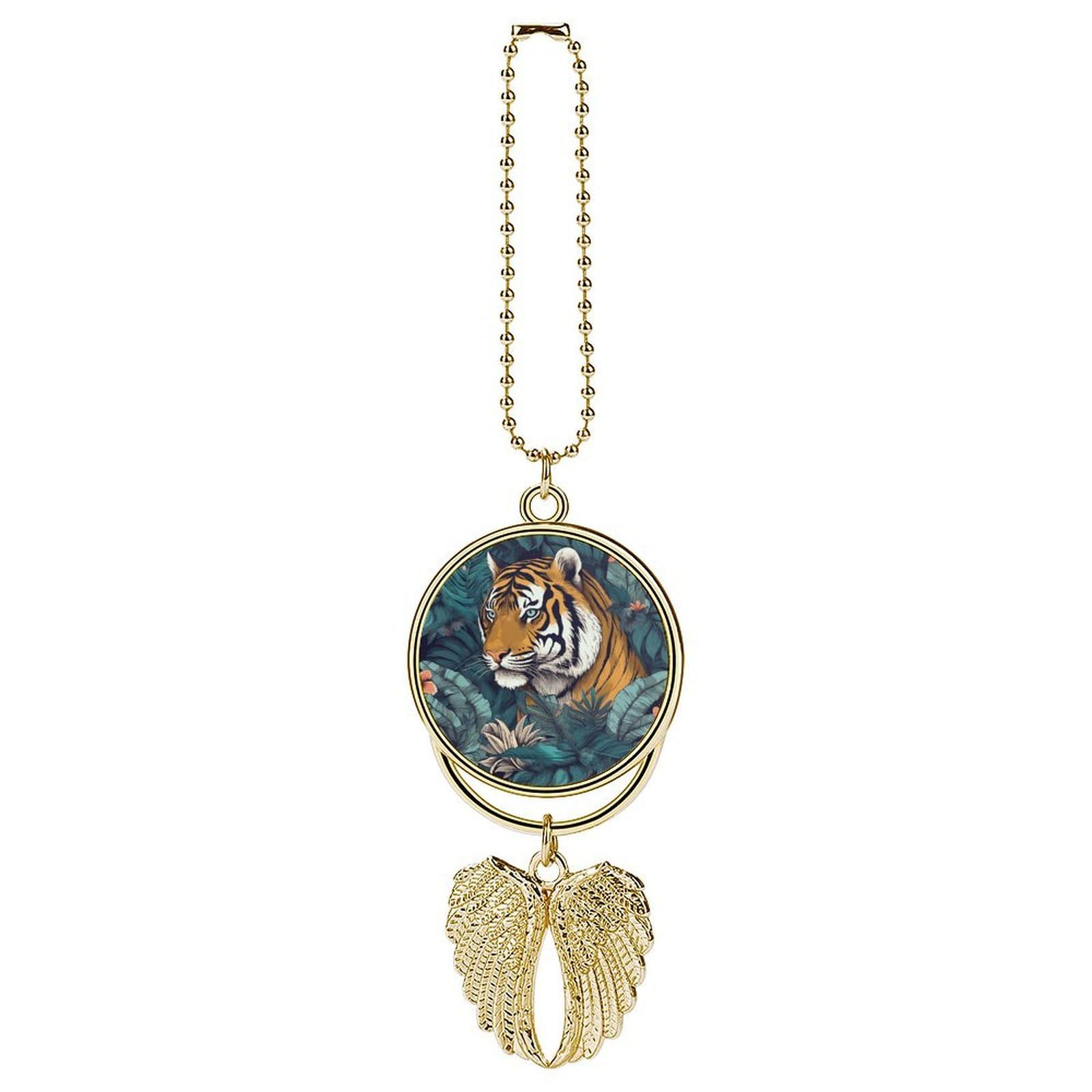 Tropical Tiger Car Pendant Personalized Car Hanging Ornament Auto Rear View Mirror Hanging Decoration Accessories Metal Cars Interior Ornament for Most Cars Truck SUV