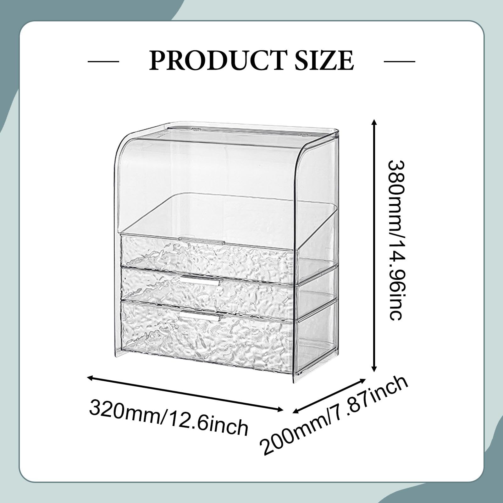 Organisateur de Maquillage, Vitrine Cosmétique, Transparente, 3 Couches, à Assembler, Boîte de Rangement Cosmétique pour Rouge à Lèvres, Coiffeuse, Clair, avec Un Couvercle