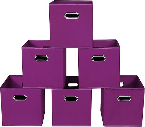 Contenedores de almacenamiento de tela, organizadores de tela con asa, cubos plegables para almacenamiento de tela o accesorios, 11 x 11 x 11