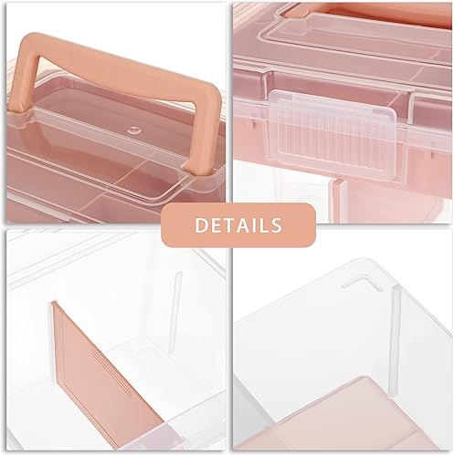 Miniatura 5 de BTSKY Caja de almacenamiento dividida de plástico transparente de 2 capas con bandeja extraíble, caja de almacenamiento de papelería multiusos con