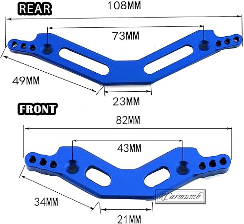 Miniatura 7 de Torre de choque frontal y trasera de aleación para 110 Big Rock 3S BLX, granitoSenton 3S BLX (Mega550), 18 Typhon 3S BLX (Mega550), azul marino