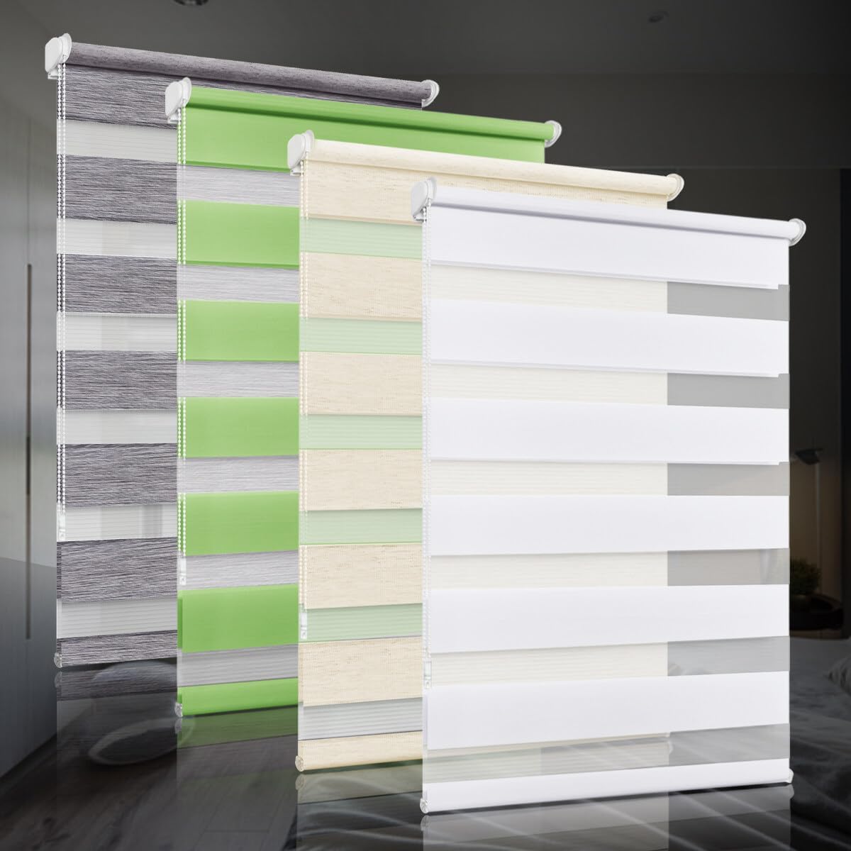 bobodeco Doppelrollo klemmfix ohne Bohren Duo Rollos für Fenster mit Klemmträger, Weiß B60 x H100cm (Stoffbreite 60cm), Fensterrollo lichtdurchlässig & verdunkelnd Wandmontage Sichtschutz