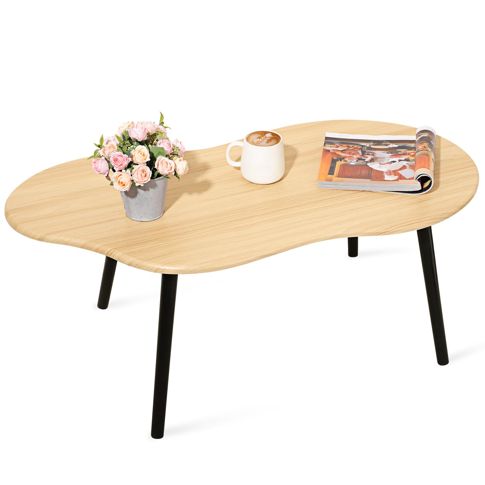 FEUFOAM Small Coffee Table Cloud Coffee Table Modern Center Table Floor Table Natural Wood Irregular Coffee Tables Suitable for Living Room Small Spaces