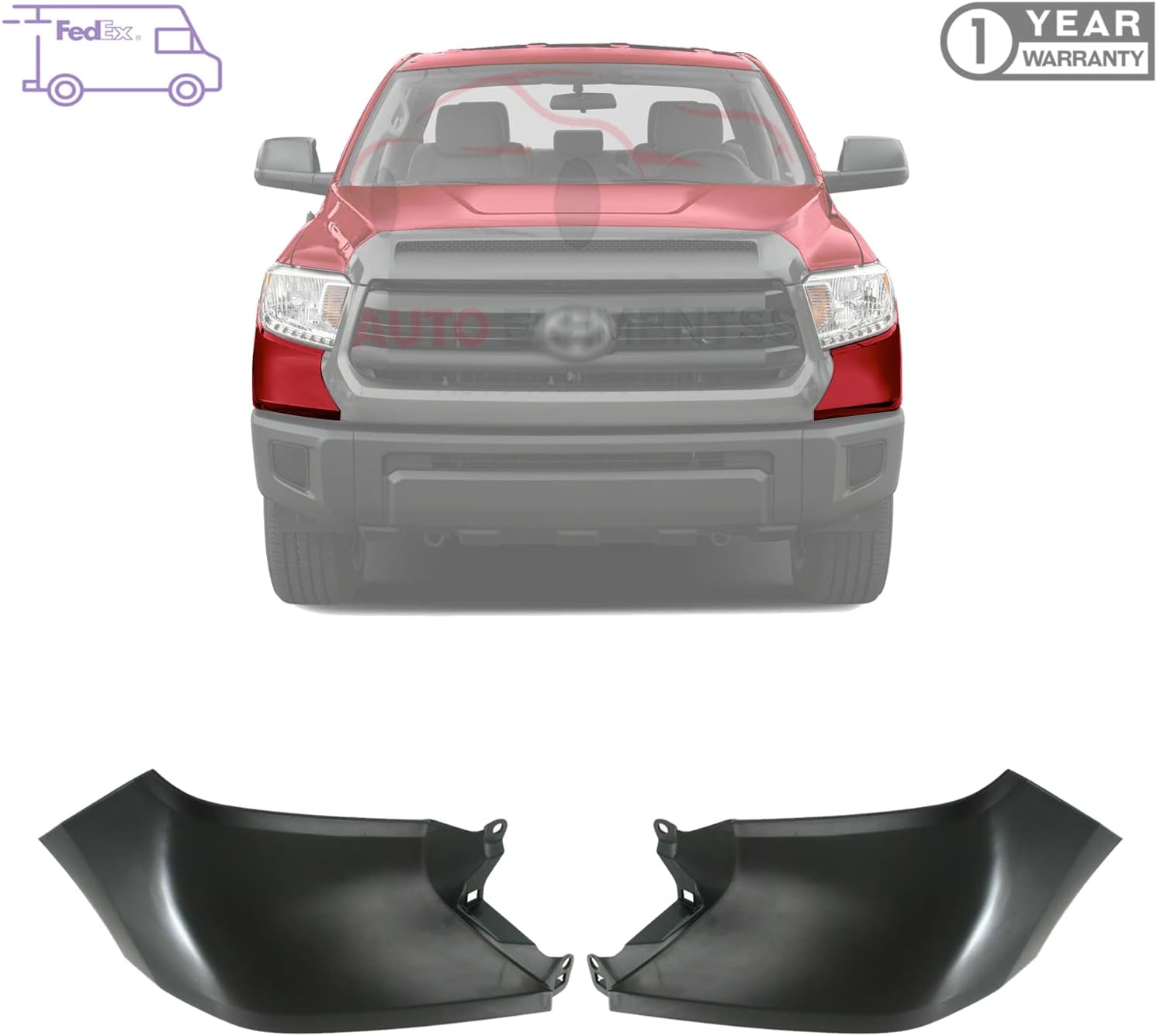 Front Fender Filler Trims Paintable For 2014-2021 Toyota Tundra Direct Replacement 539310C903 539320C903