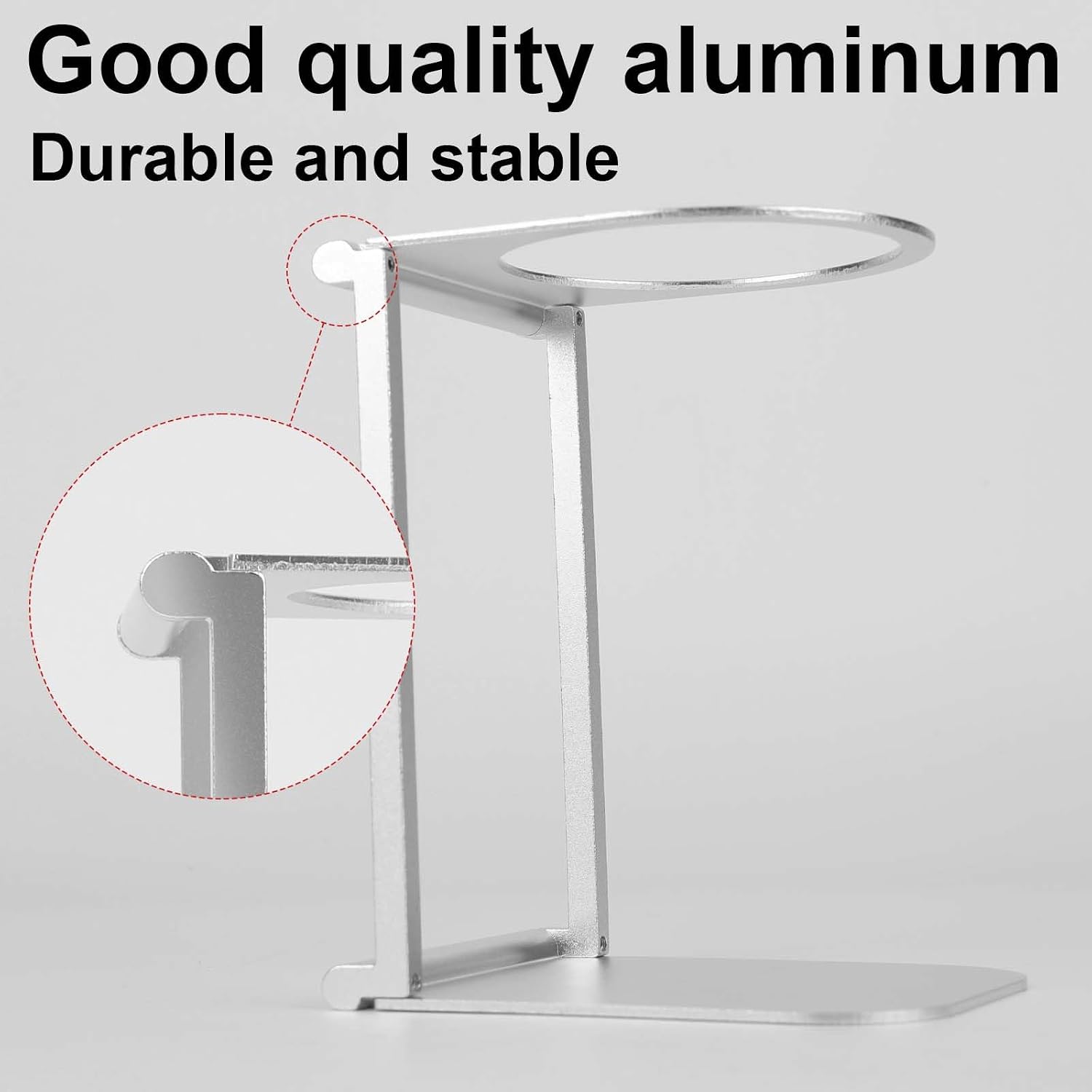 Penitue Pour Over Coffee Dripper Stand, Aluminum Alloy Coffee Drip Stand Foldable Espresso Machine Holder Pour Over Dripper Maker Accessory for Home Office Camping (Silver) image 3