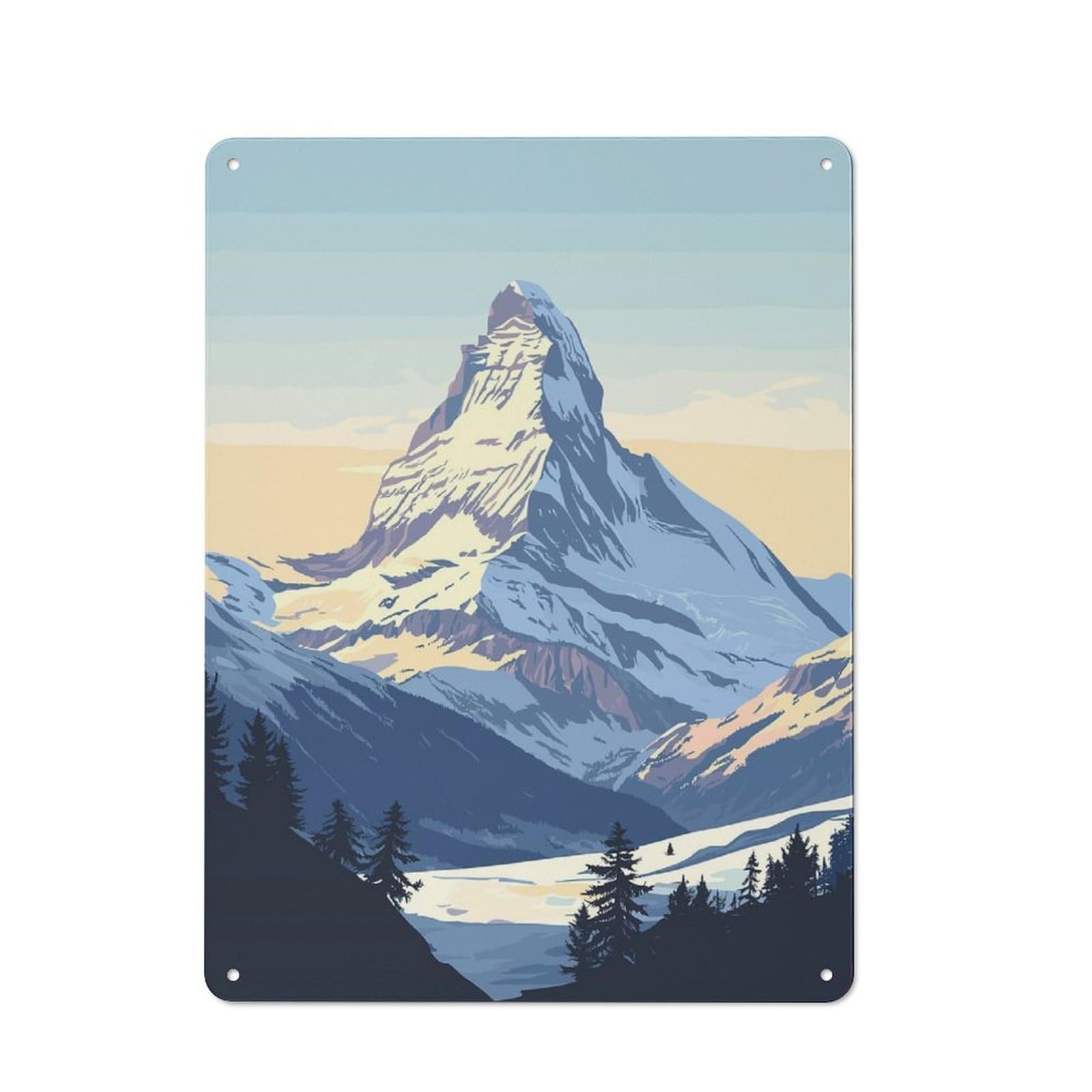 Junmoney Style-23 For Living Room Or Hallway, Matterhorn Mountain Vintage Metal Plaque 40X30cm, For Vintage Wall Decor Fans, For Metal Sign Collectors