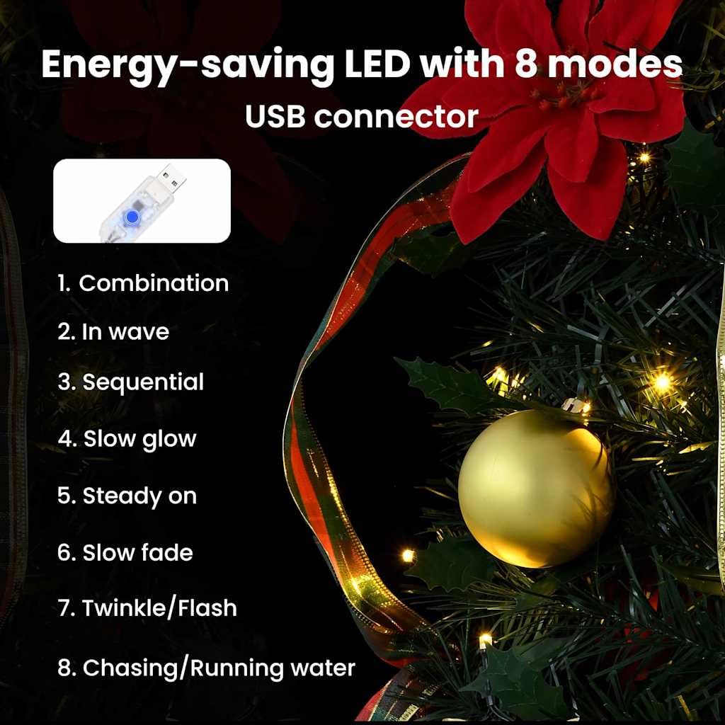 vidaXL Künstlicher Weihnachtsbaum mit 200 LEDs Grün 215 cm PVC