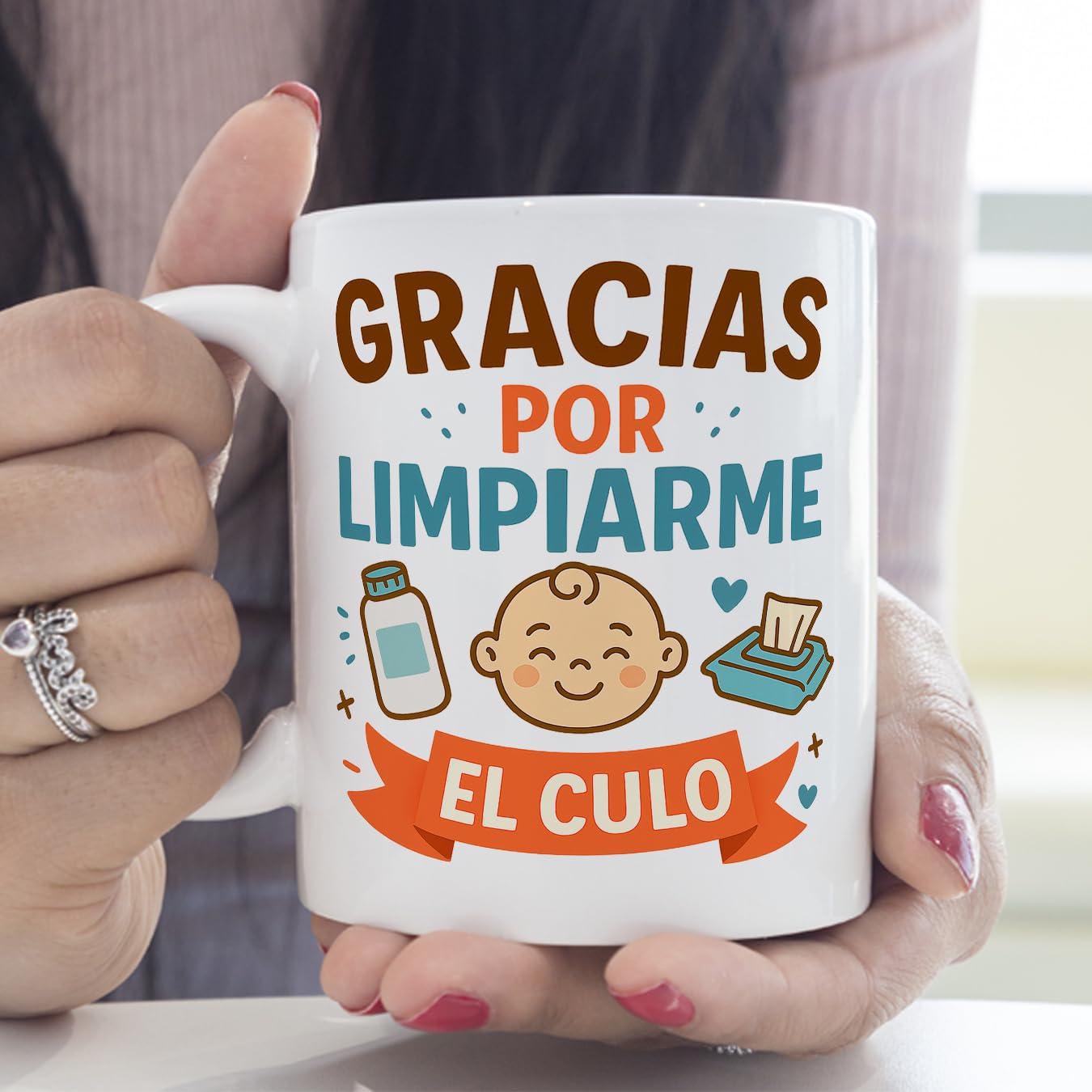 MUGFFINS taza mamá y papá graciosa con frase Gracias por limpiarme en Español | regalo madre y padre divertido | regalo cumpleaños madre y padre | 330 Ml 11 oz | Papá y mamá v1.2MA — view 5
