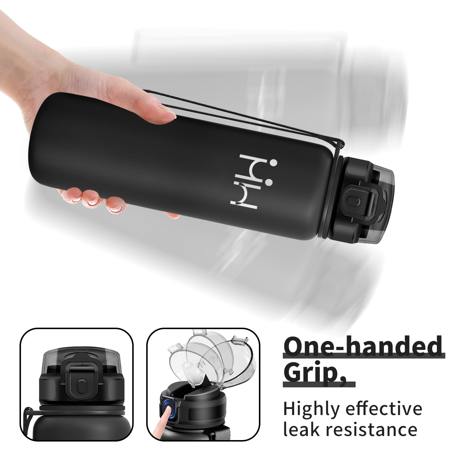 Borraccia Termica 1 Litro con Cannuccia, Borraccia Acciaio Inox senza BPA, a Doppia Parete, Bottiglia Acqua a Prova di Perdite,Thermos per Campeggio, Palestra, Gimnasio, Sport - 5